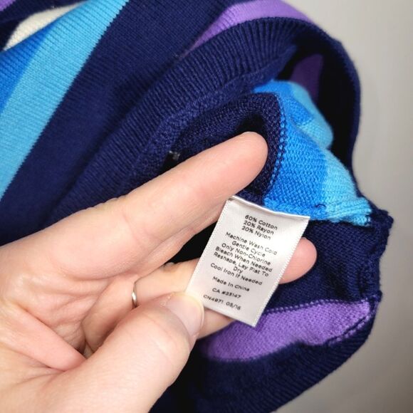 Talbots Striped Navy Purple Sweater XLP XL Petite - Picture 4 of 9